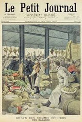 Strajk kupców, bójka, strona tytułowa z „Le Petit Journal”, 8 stycznia 1899 (kolorowe grawerowanie)